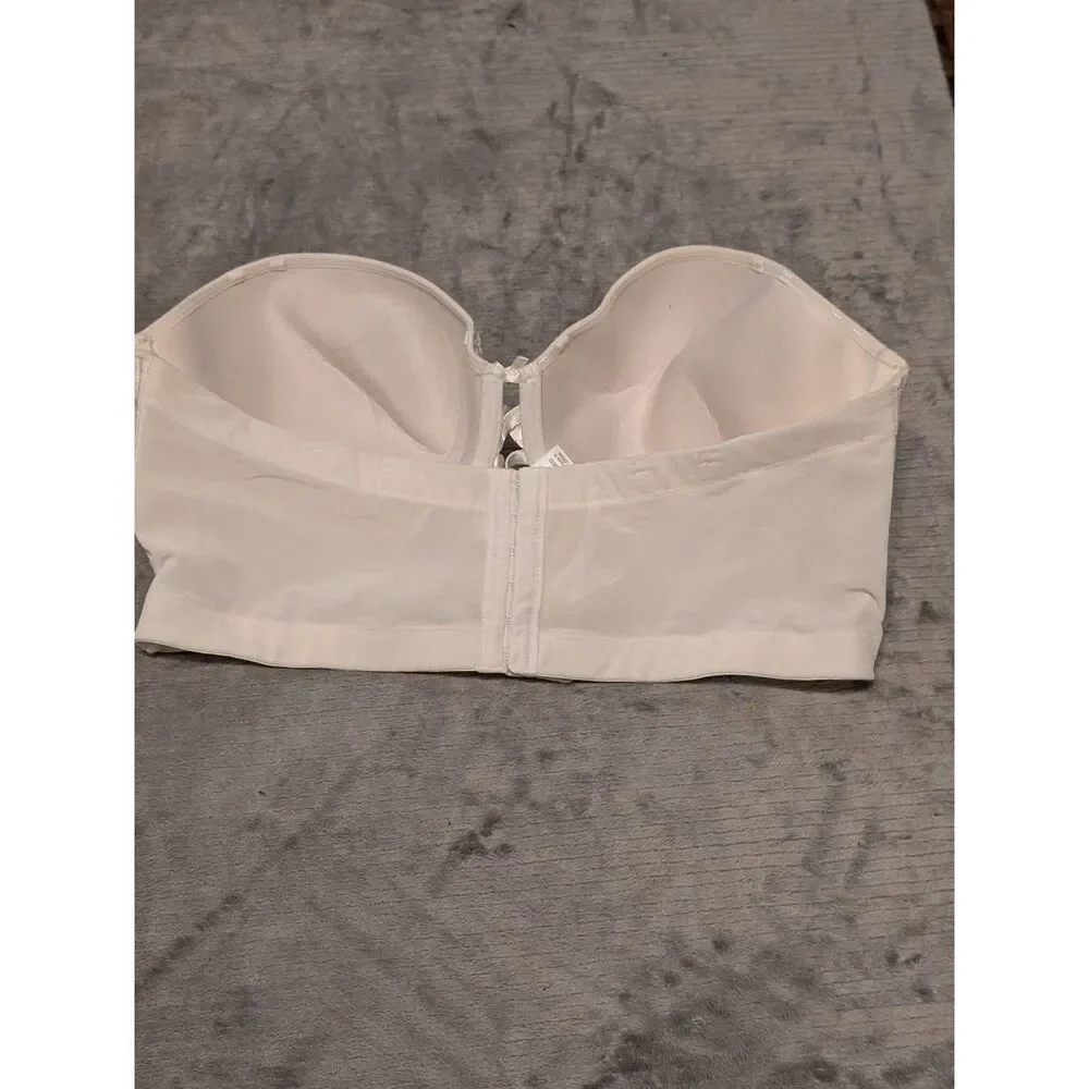 Cacique by Lane Bryant Size 40DD Longline Lightly Lined Strapless Bra White